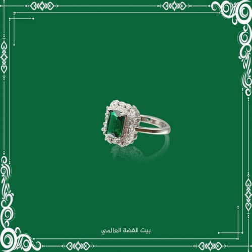 خاتم فضة صافي عيار925 مرصع بالكريستال والزركون الف...