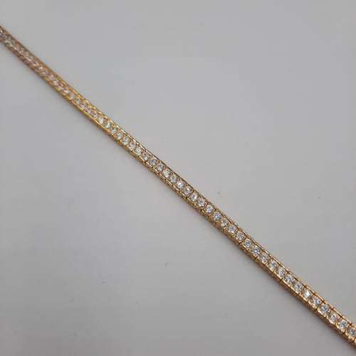 اسوارة تنس فص مربع فضة صافي عيار 925 مطلي ذهب