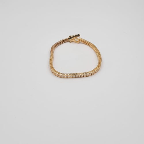 اسوارة تنس فص مربع فضة صافي عيار 925 مطلي ذهب