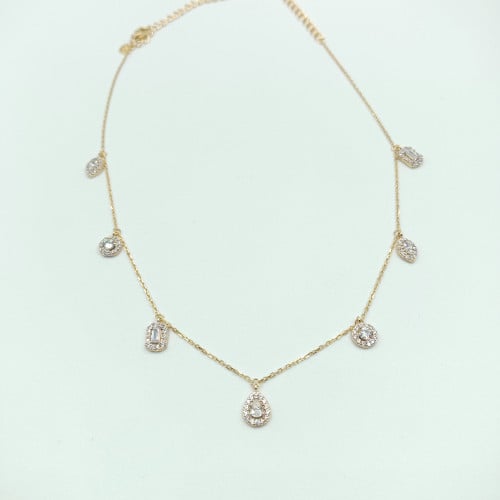 شوكر مرصع بفصوص الزركون فضة صافي عيار 925 مطلي ذهب