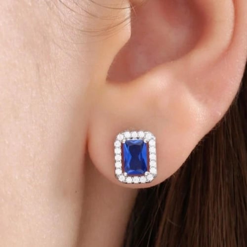 حلق مرصع بالكريستال والزركون فضة صافي عيار٩٢٥