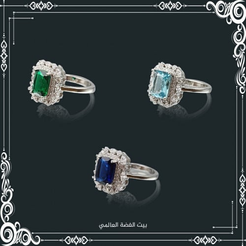 خاتم فضة صافي عيار925 مرصع بالكريستال والزركون الف...