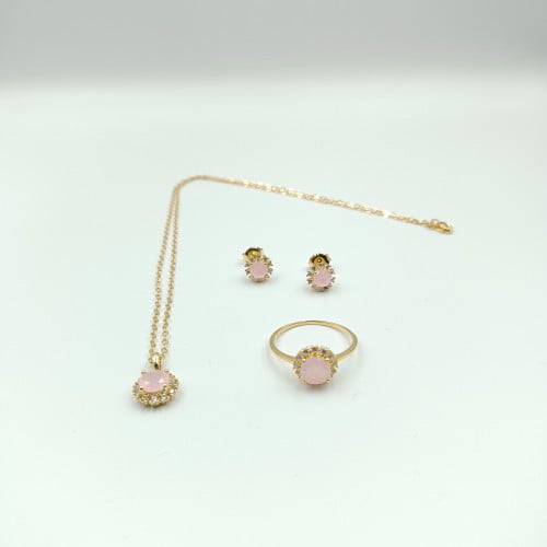 طقم بأحجار ملونة والزركون فضة صافي عيار 925 مطلي ذ...