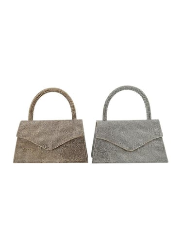 شنطة نسائي سهرة مرصعة بالكريستال الفضي بتصميم يد م...