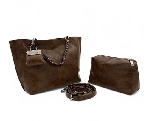 شنطة نسائية كاجول من الجلد اللامع بتصميم توت مع مق...