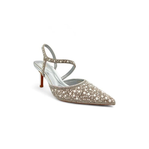 جزمة نسائي كعب مسمار , مزينة بالفصوص اللامعة والبي...