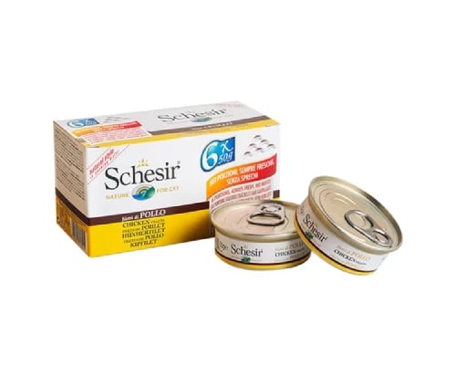 شيزر معلبات الدجاج مع الأرز في الجيلي للقطط 50غ×6