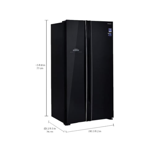 ثلاجة هيتاشي 4ابواب اسود زجاج 19.4 قدم-R-W660PS7 G...