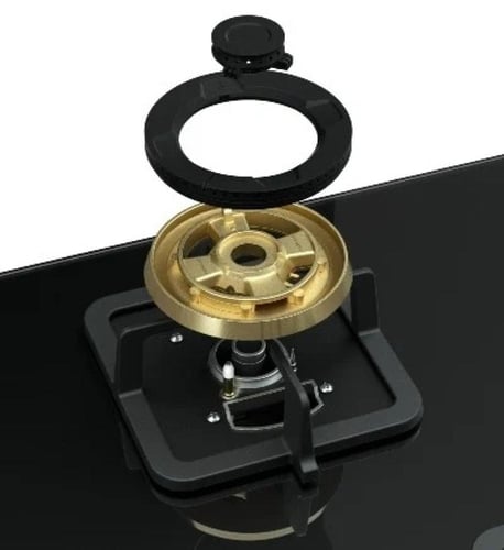 سطح غاز روبام زجاج اسود مقاوم للكسر بخمس شعلات نحا...