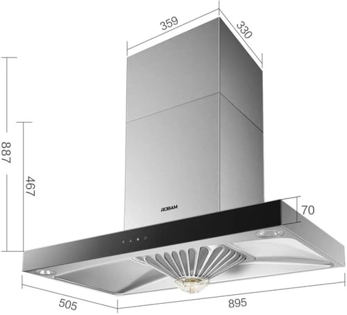 شفاط روبام حرف T مقاس 90 سم بقوة شفط 1140متر مكعب...