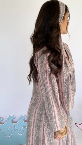 فستان سلاسل زهري أكمام طويله مع شريطه