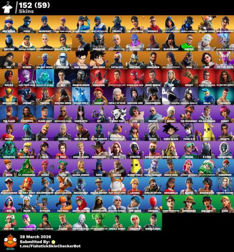 حساب فورت +152 سكن و طور الزومبي القديم حزمة السكا...