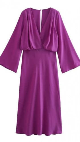 فستان ميدي فضفاض بخصر عالي أنيق