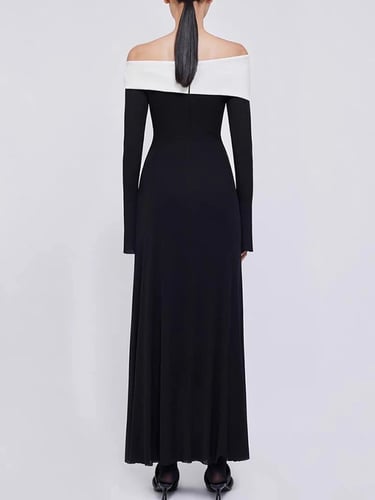 فستان نسائي أنيق بياقة مائله