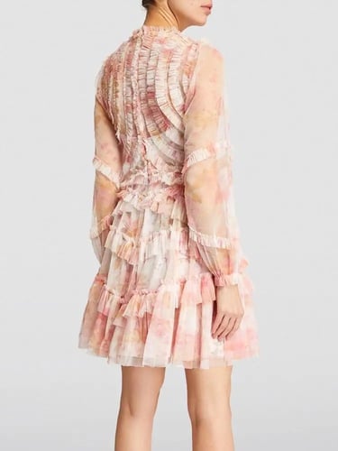 فستان قصير مكشكش ملون