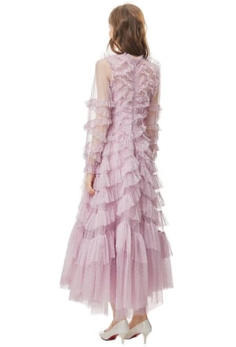 فستان نسائي طويل مكشكش بعدة ألوان