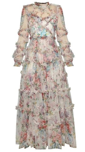 فستان ربيعي بأكمام طويلة