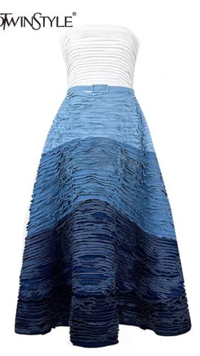 فستان توب بقماش الدينيم صيفي موضة 2023