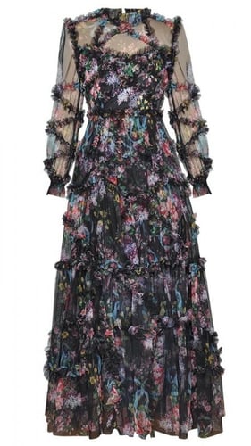 فستان ربيعي بأكمام طويلة