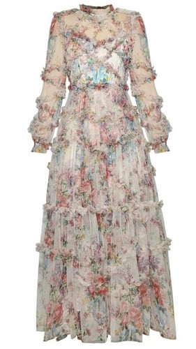 فستان ربيعي بأكمام طويلة