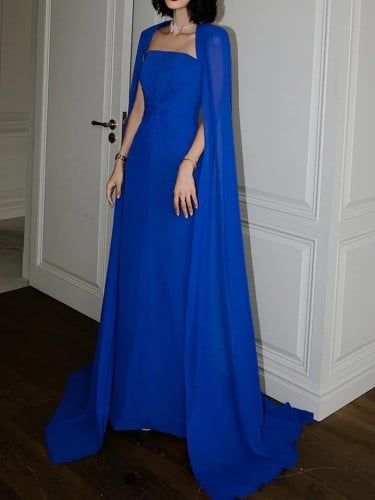 فستان سهرة نسائي بأكمام كيب