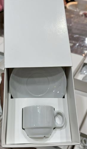 طقم كوب مع الصحن مع البوكس ١٢ بوكس ١٤*١٩ سم