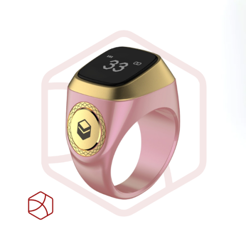خاتم التسبيح الذكي وردي مقاس 18