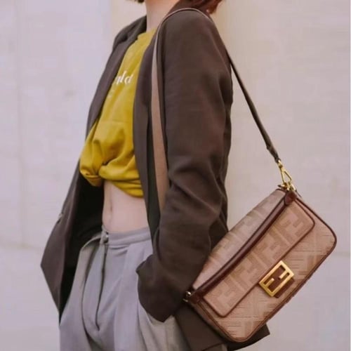 FENDI Baguette Beige FF canvas bag