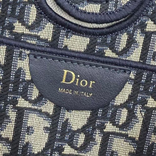 small Dior Shopping Bag in blue Dior Oblique jacqu...