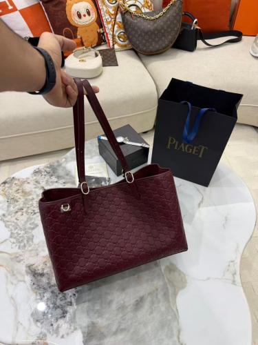 Gucci Burgundy large GG Emblem tote bag