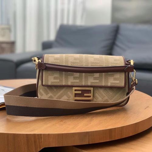 FENDI Baguette Beige FF canvas bag