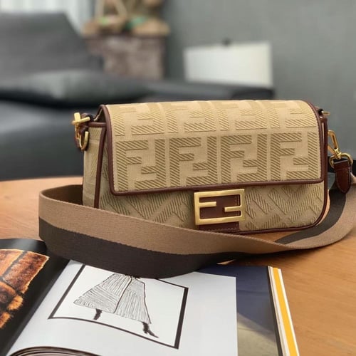 FENDI Baguette Beige FF canvas bag