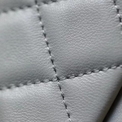 Grey Quilted Pearl Crush Gold Ball Flap Bag