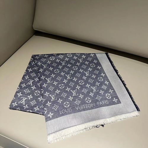 MONOGRAM DENIM SHAWL – Blue