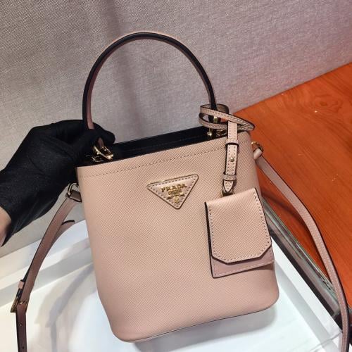 Small Saffiano Leather Prada Panier Bag