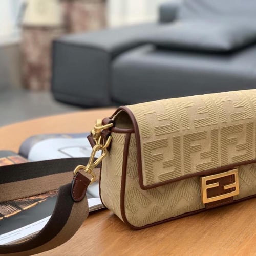 FENDI Baguette Beige FF canvas bag