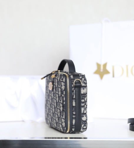 Dior vanity bag with handle – Blue Dior Oblique Ja...