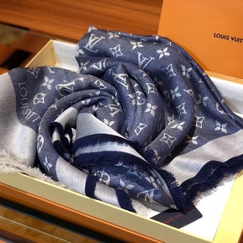 MONOGRAM DENIM SHAWL – Blue
