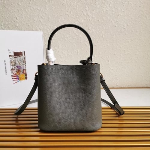 Small Saffiano Leather Prada Panier Bag – Slate Gr...