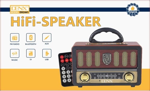 راديو DENX DX2441 بصوت HiFi وبلوتوث وراديو FM وتشغ...