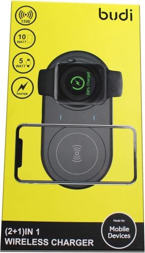 شاحن لا سلكي 2 في 1 ماركة بودي، أصفر