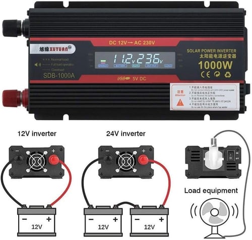 محول طاقة للسيارة بقدرة 1000 واط، تيار مستمر 12 فو...