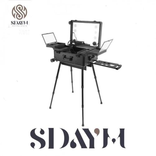 طاولة مكياج بعجلات مع اضواء LED وسماعات وبلوتوث وم...