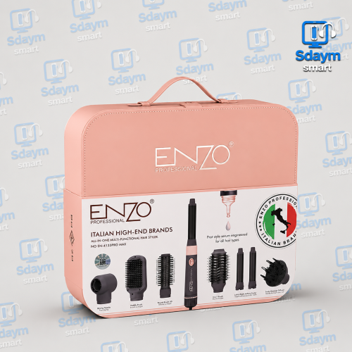 مصفف الشعر الهوائي الاحترافي ENZO 8 في 1 – تجفيف، تمليس، تجعيد وتصفيف متعدد الاستخدامات