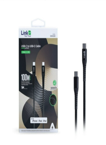 كابل توصيل USB-C إلى USB-C بقوة 100 واط وبطول 1 مت...