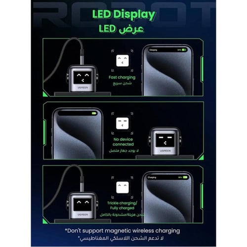 شاحن جداري 3 منافذ شحن سريع اسود من يوجرين Nexode...