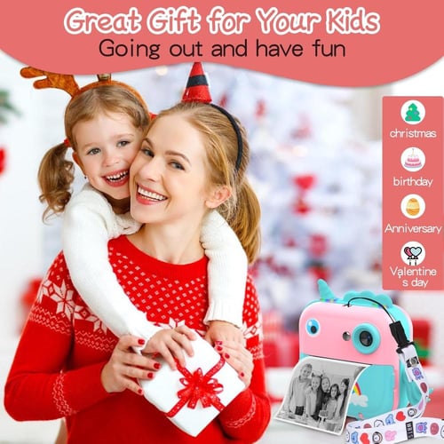 كاميرا طباعة فورية للاطفال، شاشة 2.4 انش 1080P HD،...