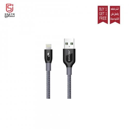 كيبل سلك شاحن نايلون ميكرو للايفون والايباد بطول 6...