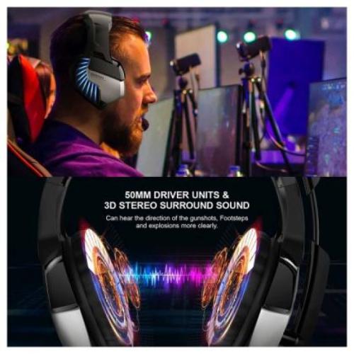 سماعة رأس سلكية للألعاب مع ميكروفون قابل للتعديل ل...