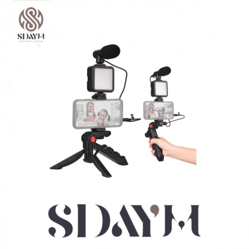 ميكروفون لميكروفون الفيديو للهواتف الذكية مع مصباح...